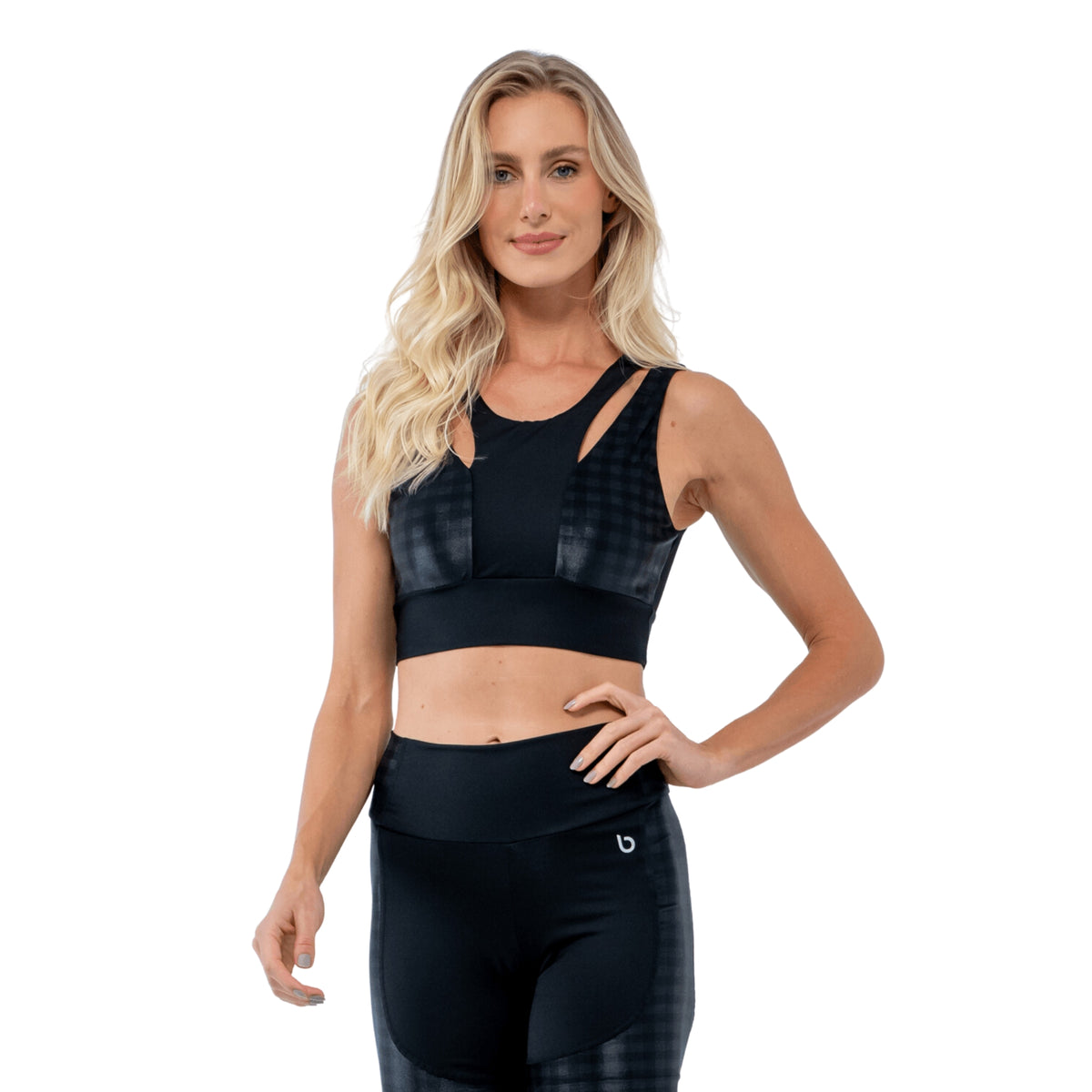 Top Cropped Lux Negro/ Xadrez