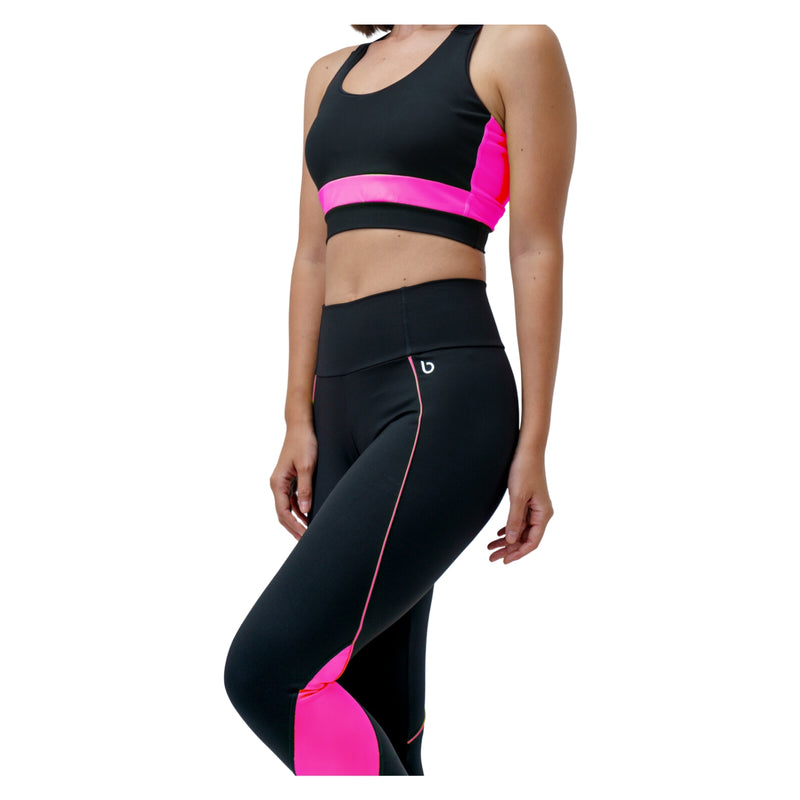 Legging Fitness Fuerza Negro / Rosa Neón